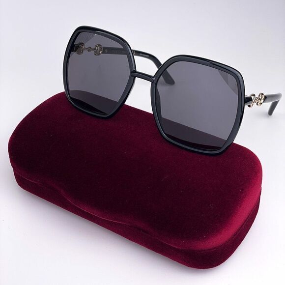NEW GucciGG0890S 001 Black Gray Square Women Sunglasses